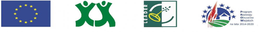 Flaga Unii Europejskiej, Logo LGD, Logo Programu Leader - Programu Rozwoju Obszarów Wiejskich, Logo Programu Rozwoju...