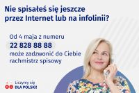 Plakat NSP z informacją o telefonie od rachmistrza