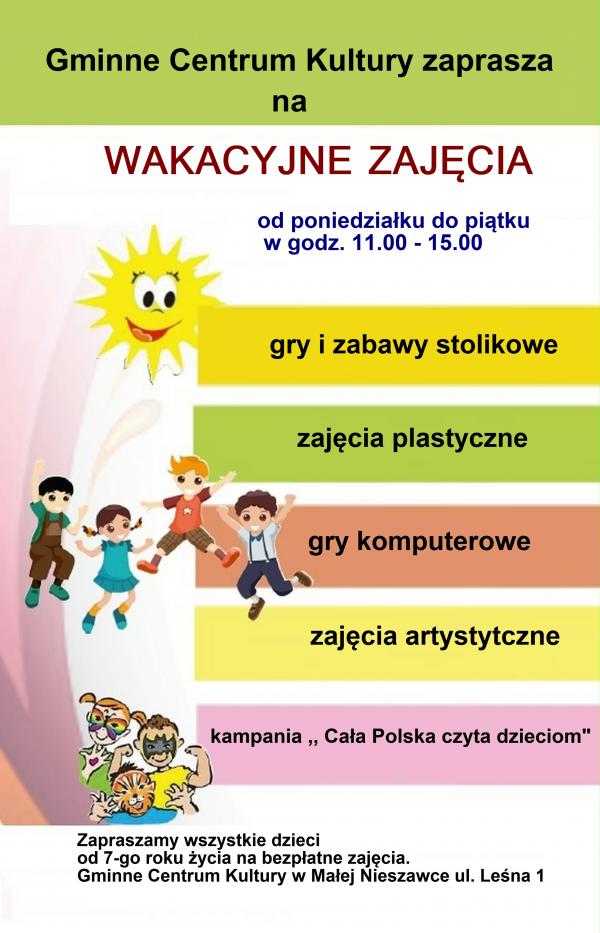 Plakat zajęcia wakacyjne