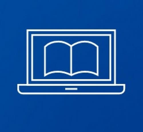 Grafika przedstawiająca laptop z książką