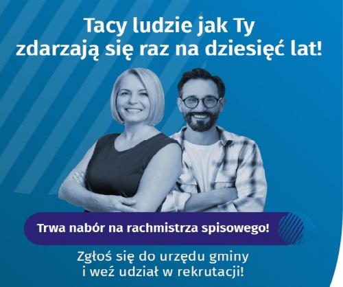 Plakat Narodowego Spisu Powszechnego 2021 z informacją o naborze na rachmistrza spisowego