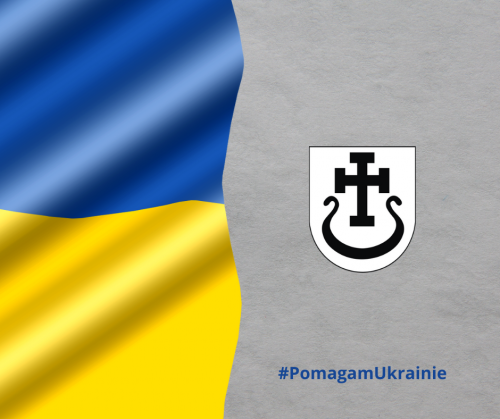 Flaga Ukrainy i herb Gminy Wielka Nieszawka