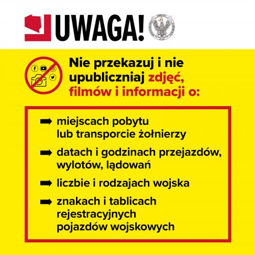 Od 1 maja ruch kolumn pojazdów wojskowych w związku z wojskowymi ćwiczeniami broszura