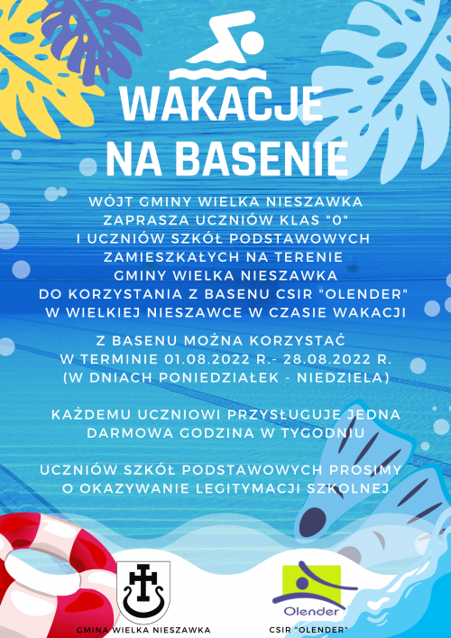 Wakacje na basenie CSiR Olender plakat