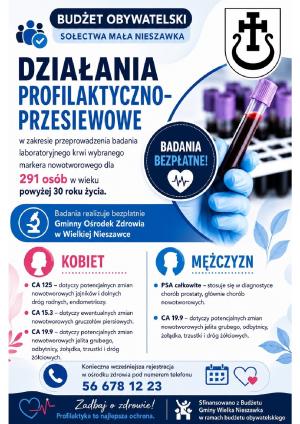 Bezpłatne badania laboratoryjne dla mieszkańców sołectwa Mała Nieszawka